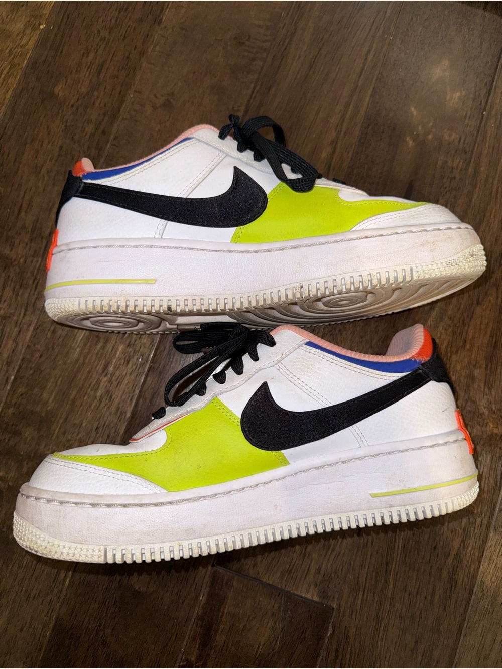 Nike Air Force 1 Shadow White Volt Blue Orange Women’s Sneakers Size 8.5 - Picture 2 of 7